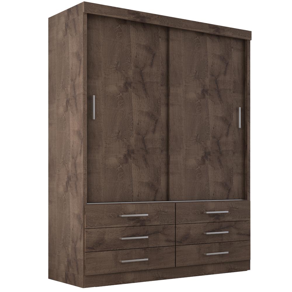 Guarda Roupa Solteiro Capri 2 Portas Correr 6 Gav  Chocolate