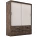 Guarda Roupa Solteiro Capri 2 Portas Correr 6 Gav  Chocolate/off White