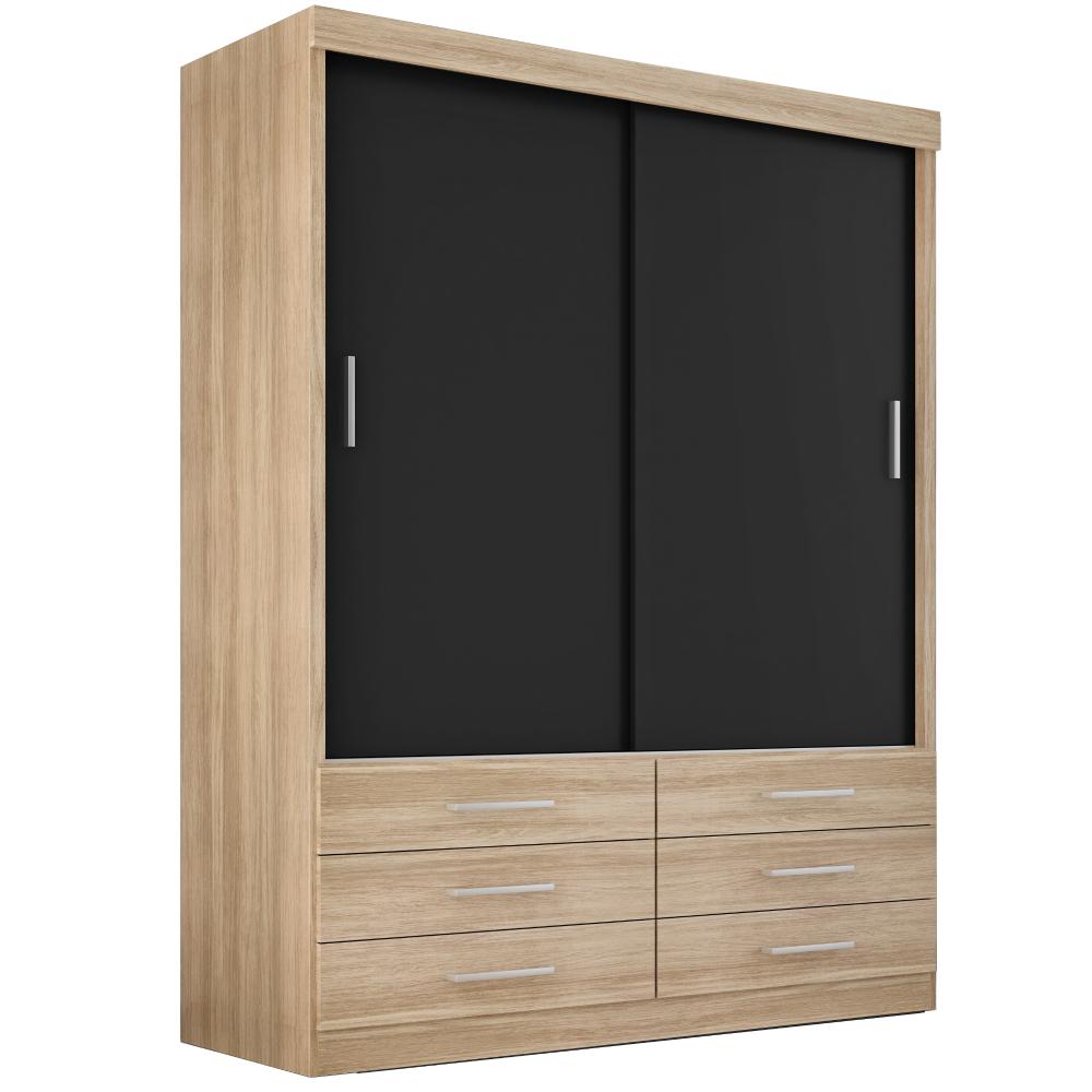 Guarda Roupa Solteiro Capri 2 Portas Correr 6 Gav  Teka/onix