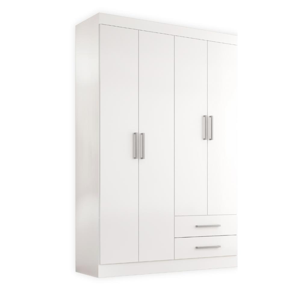 Guarda Roupa Solteiro Kioto 4 Portas 2 Gav  Branco