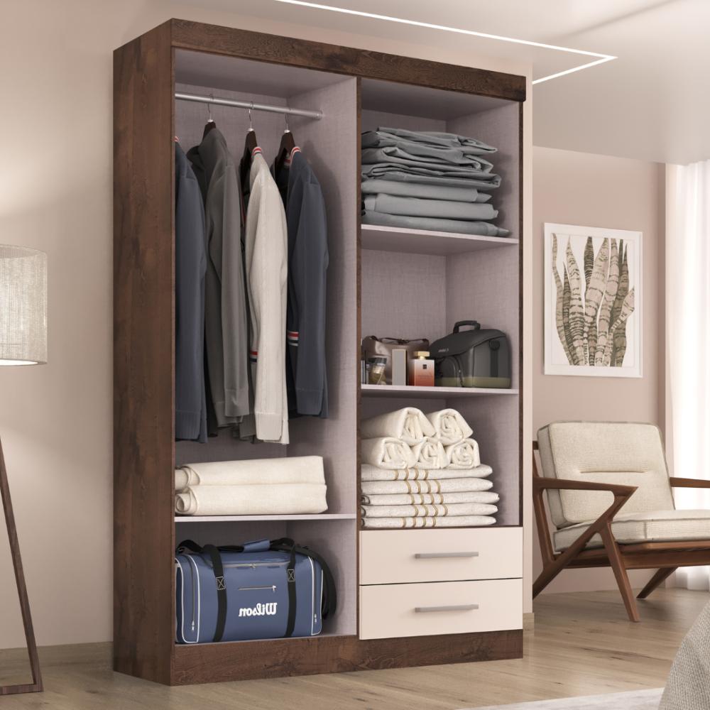 Guarda Roupa Solteiro Kioto 4 Portas 2 Gav  Chocolate/off White