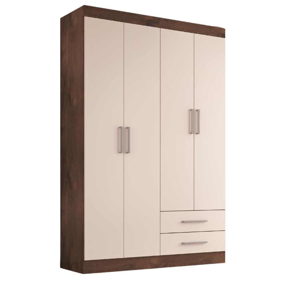 Guarda Roupa Solteiro Kioto 4 Portas 2 Gav  Chocolate/off White