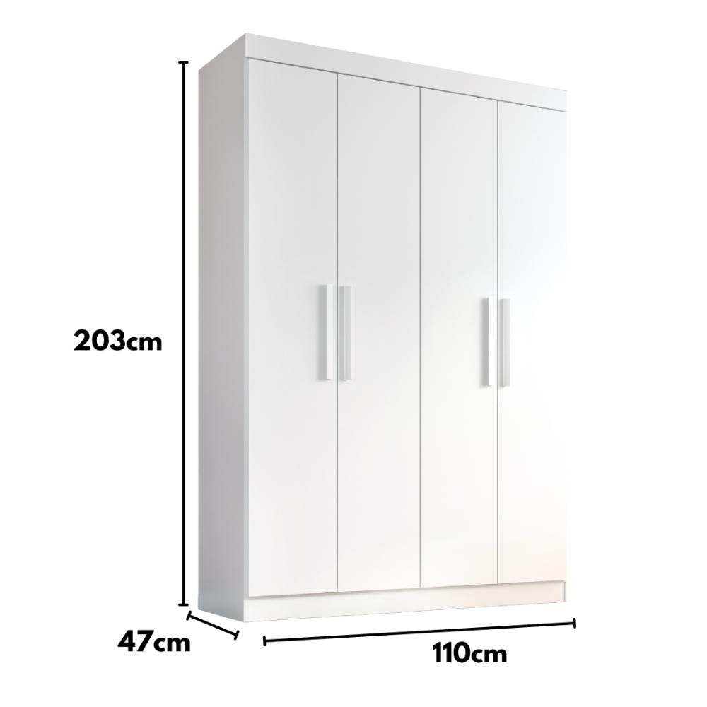 Guarda Roupa Solteiro Lisboa 4 Portas 2 Gav  Branco