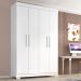 Guarda Roupa Solteiro Lisboa 4 Portas 2 Gav  Com Pés  Branco