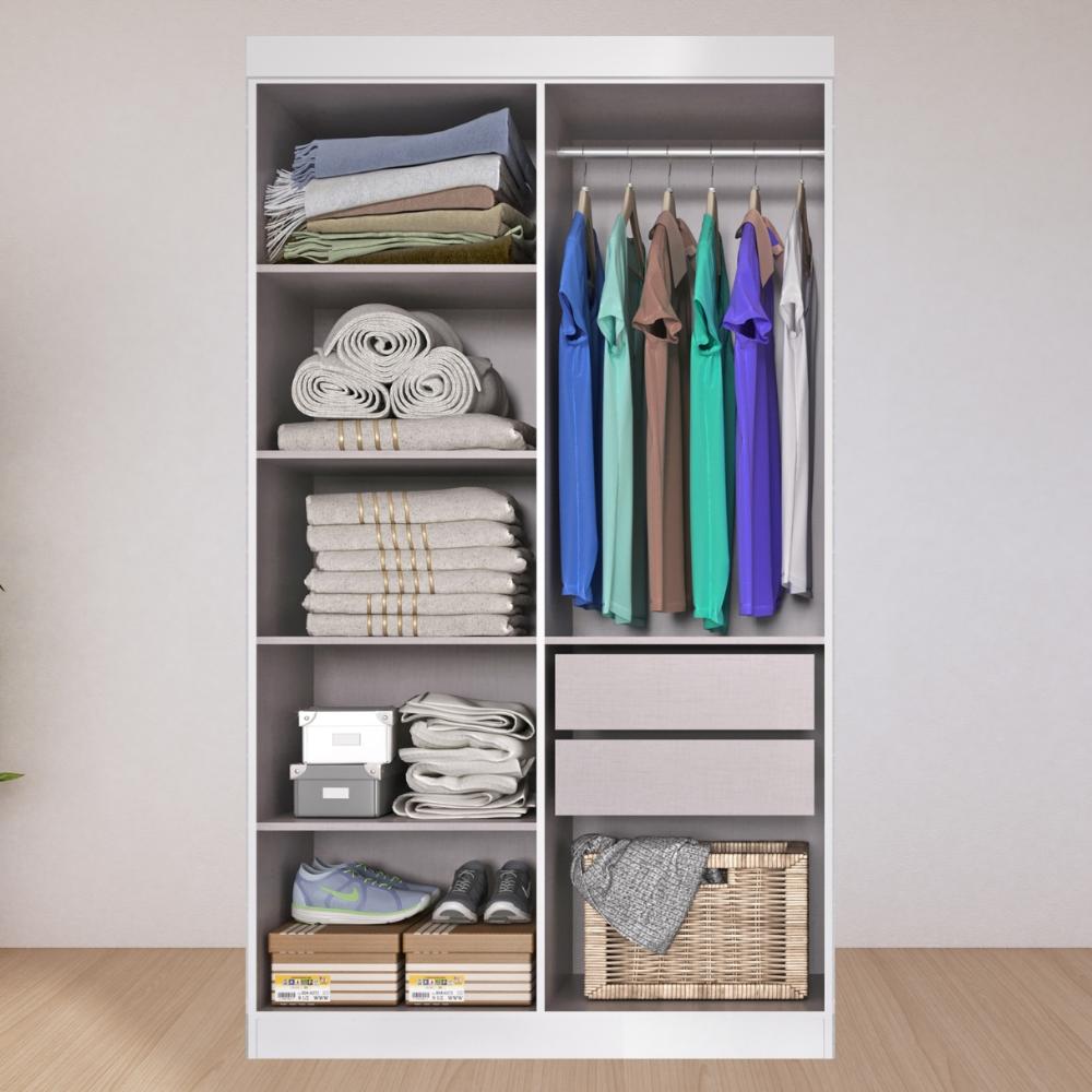 Guarda Roupa Solteiro Lisboa 4 Portas 2 Gav  Com Pés  Branco