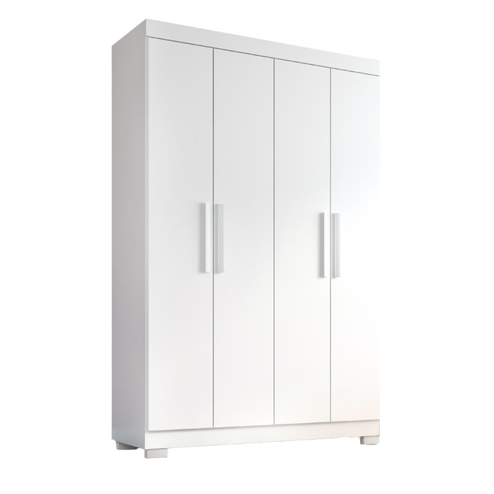 Guarda Roupa Solteiro Lisboa 4 Portas 2 Gav  Com Pés  Branco