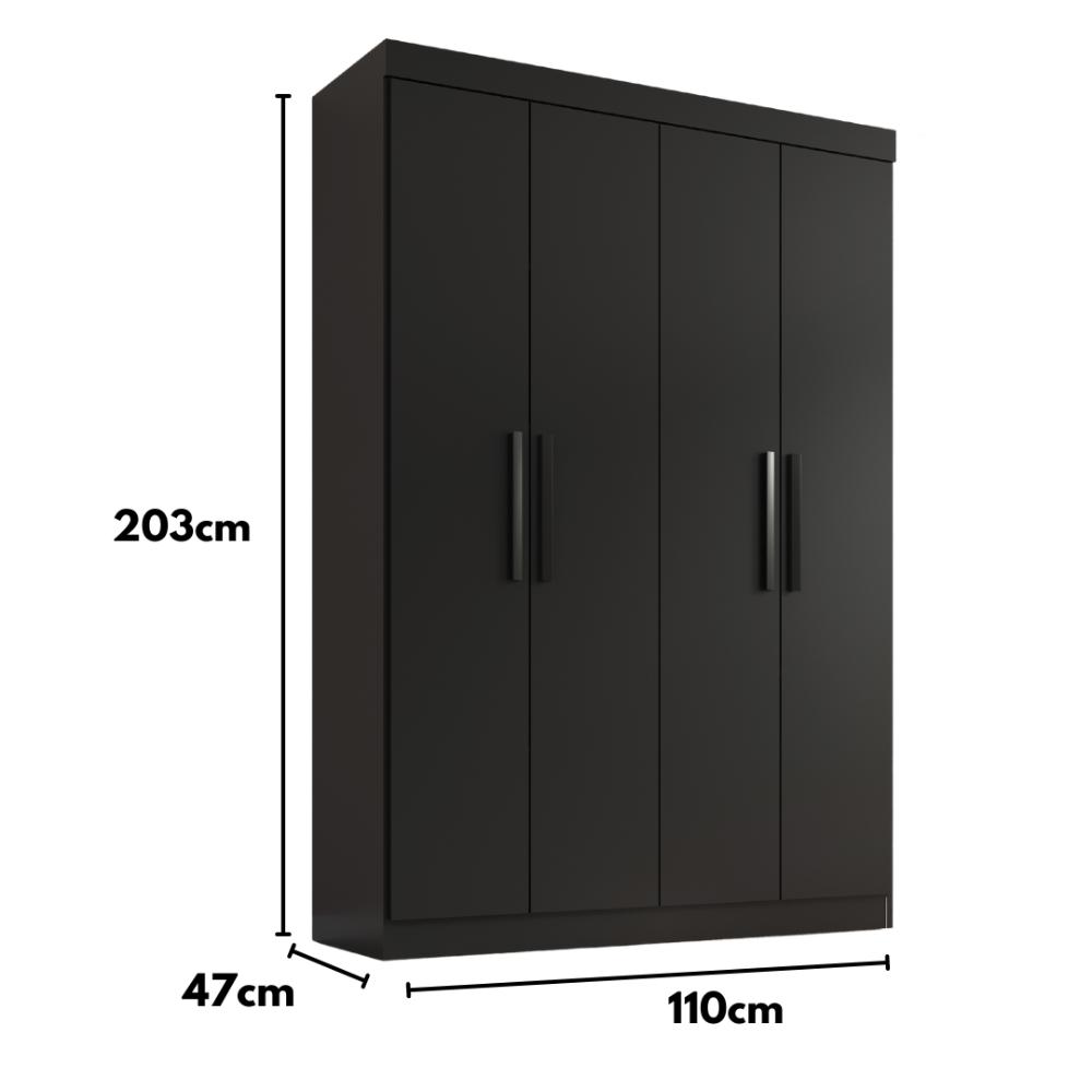 Guarda Roupa Solteiro Lisboa 4 Portas 2 Gav  Onix