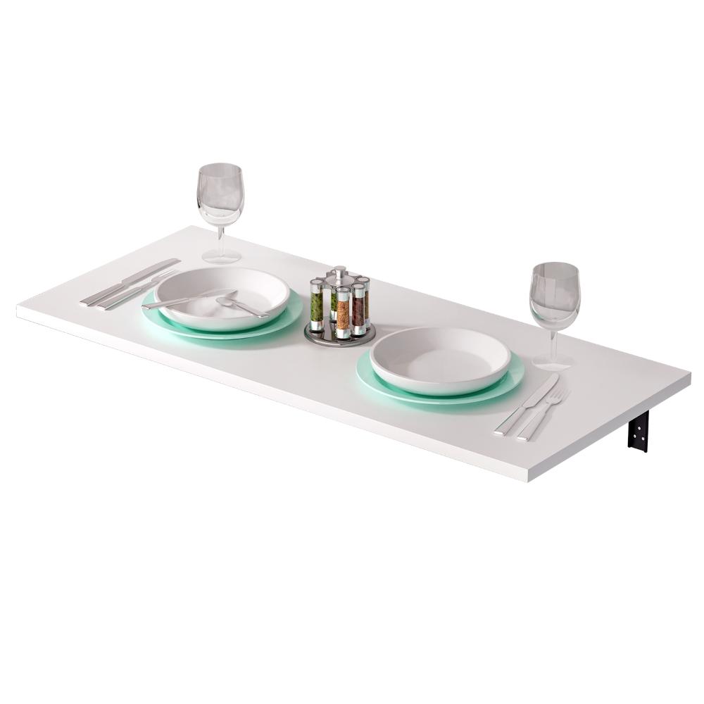 Mesa De Parede Dobravel Supensa Com Suporte 90x45  Branco
