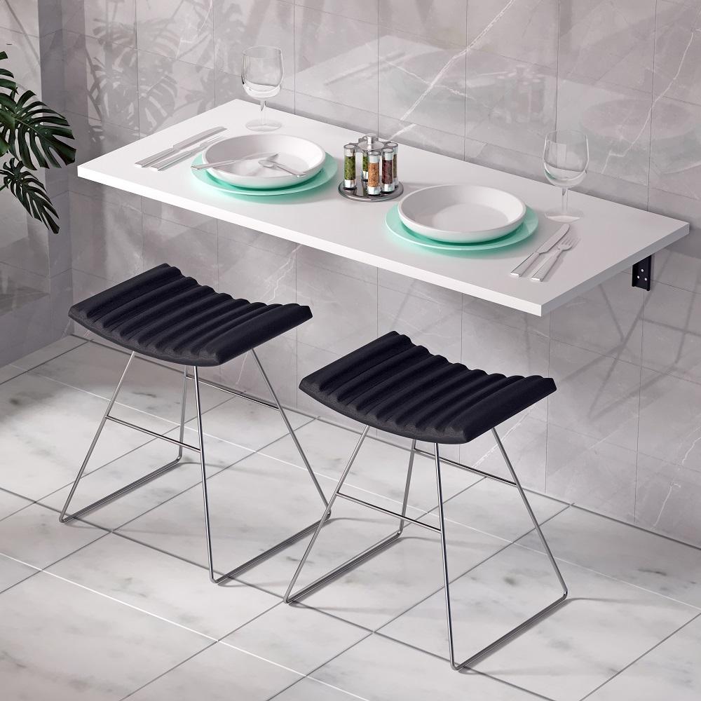 Mesa De Parede Dobravel Supensa Com Suporte 90x45  Branco