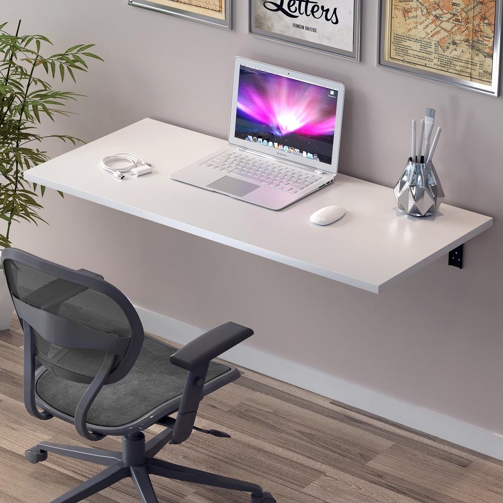 Mesa De Parede Dobravel Supensa Com Suporte 90x45  Branco