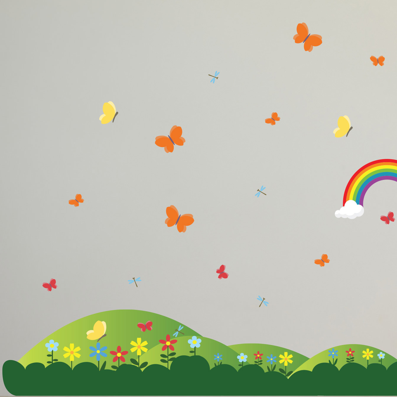 Adesivo Infantil Montanhas e Flores