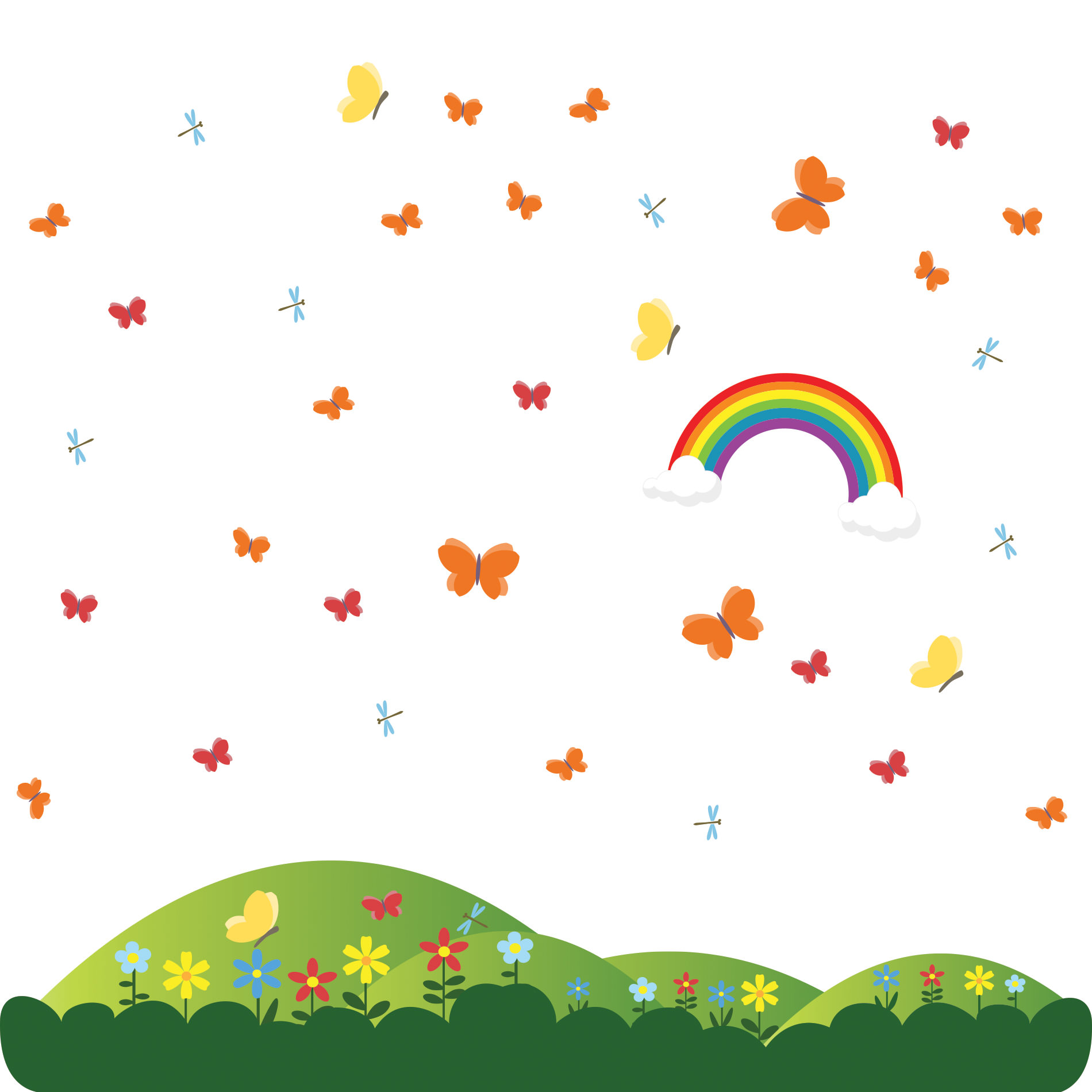 Adesivo Infantil Montanhas e Flores