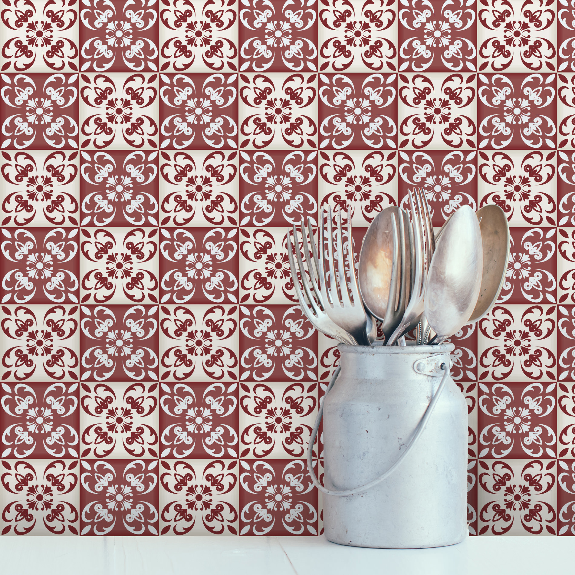 Adesivo de Azulejo Vermelho Cardeal 20x20 cm com 12un