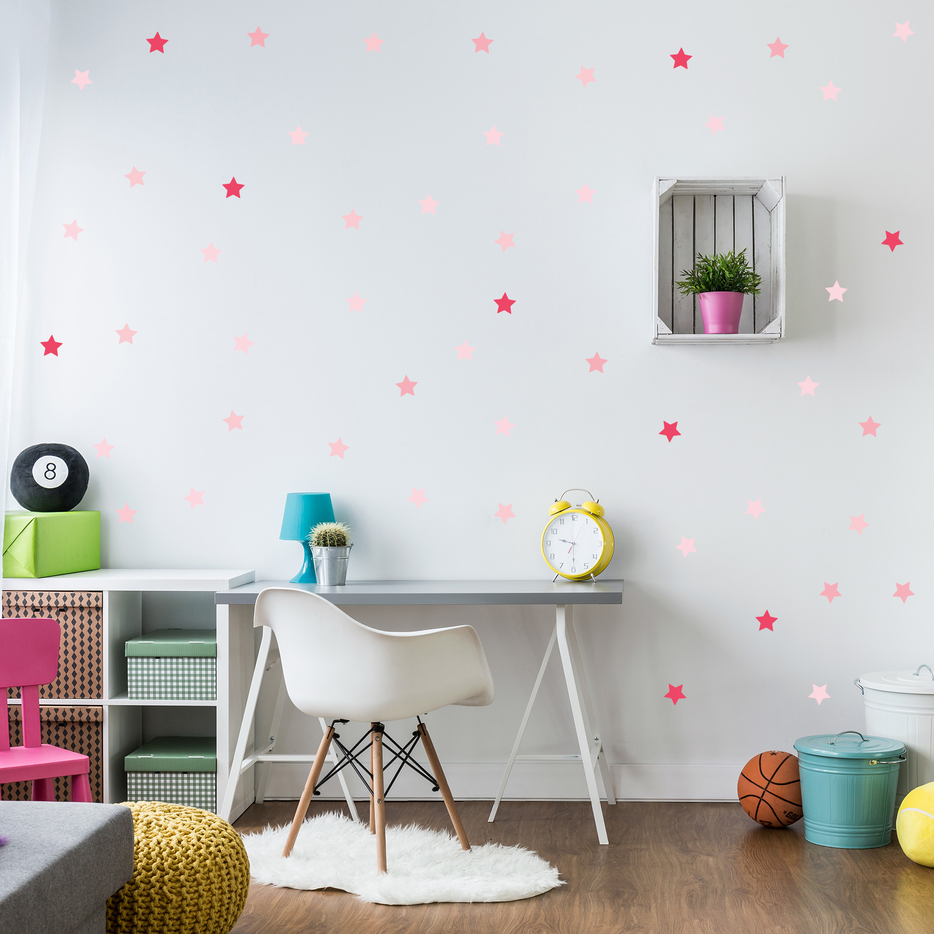 Adesivo de Parede Infantil Estrelas Rosa