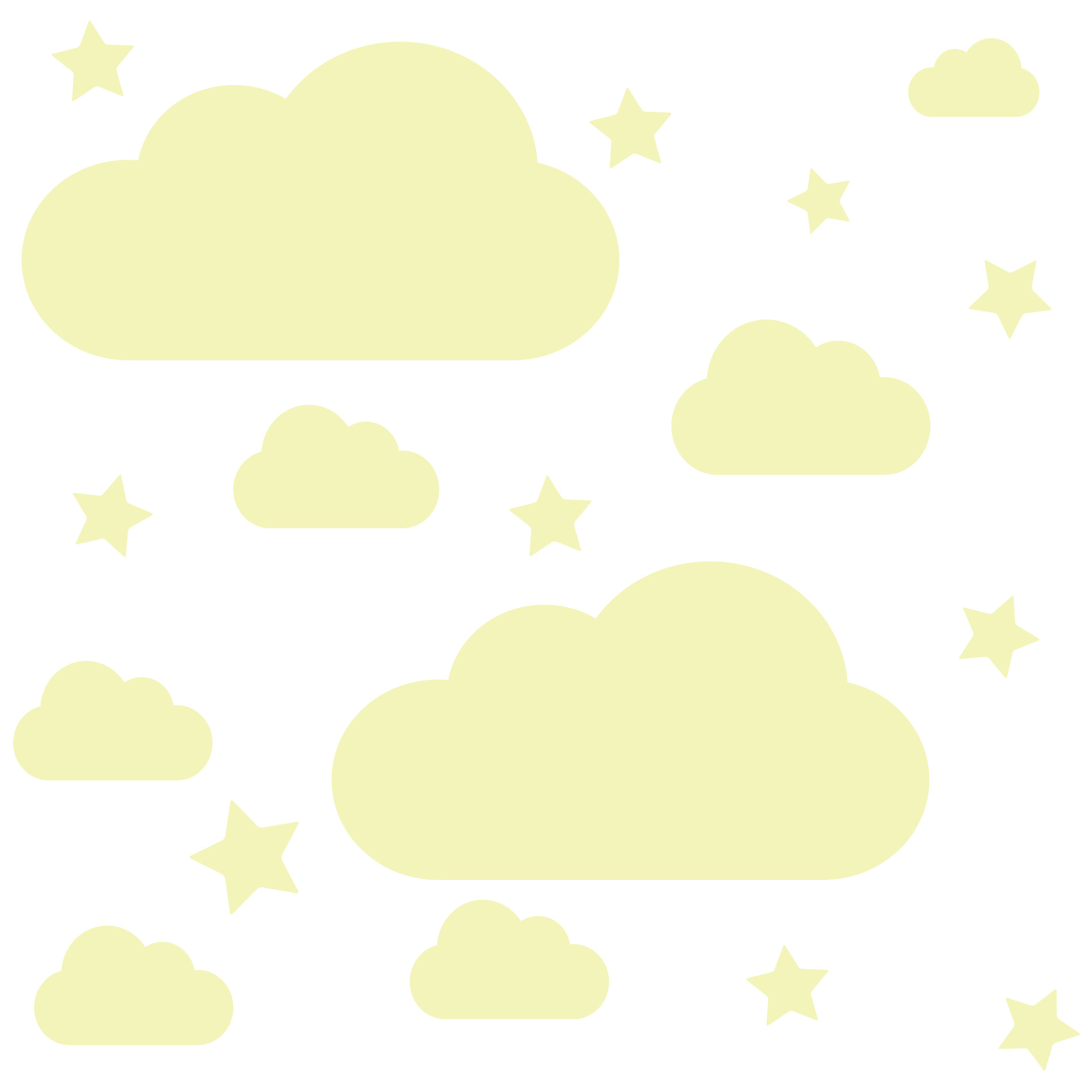 Adesivo de Parede Infantil Nuvens Amarelo 64un
