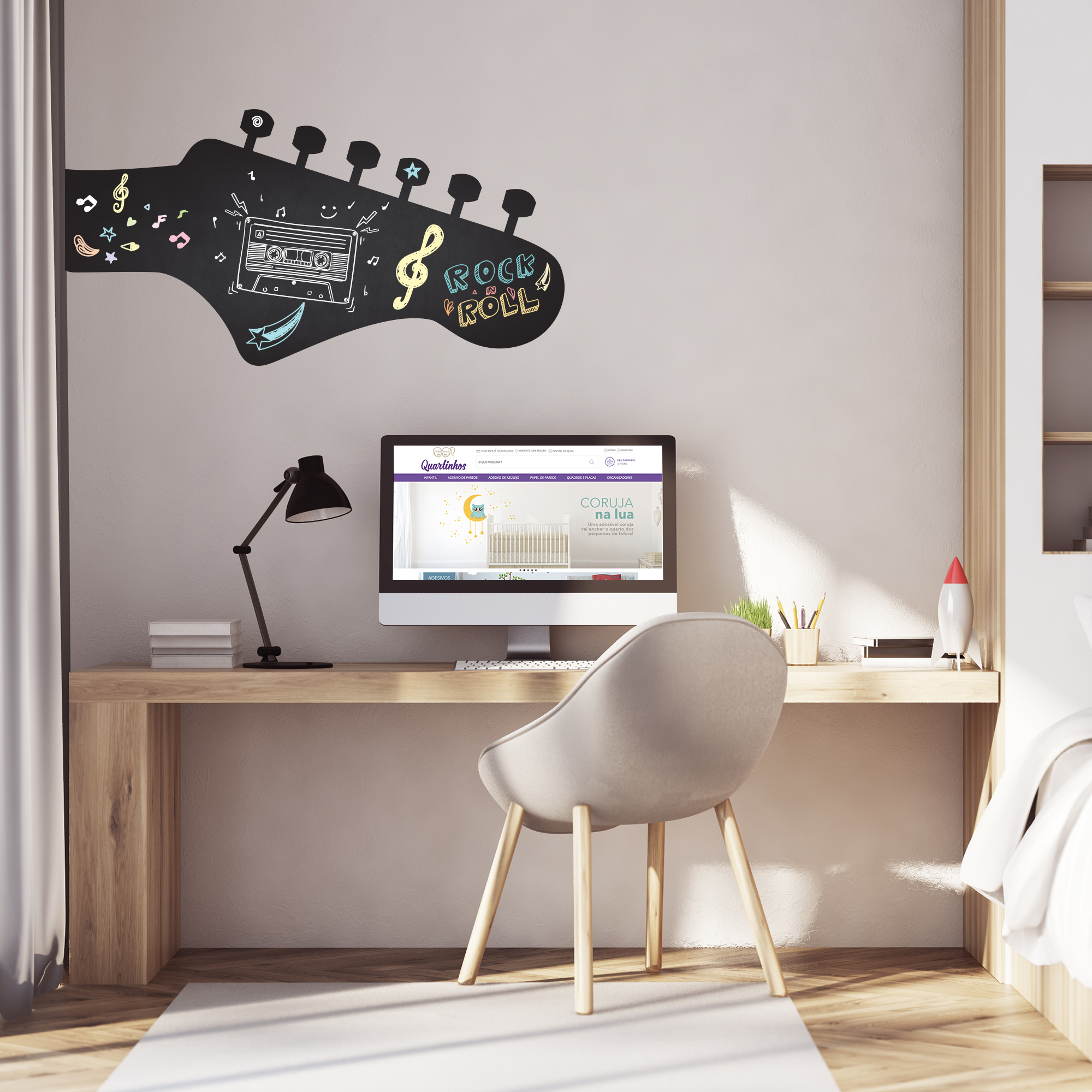 Adesivo de Parede Lousa Guitarra