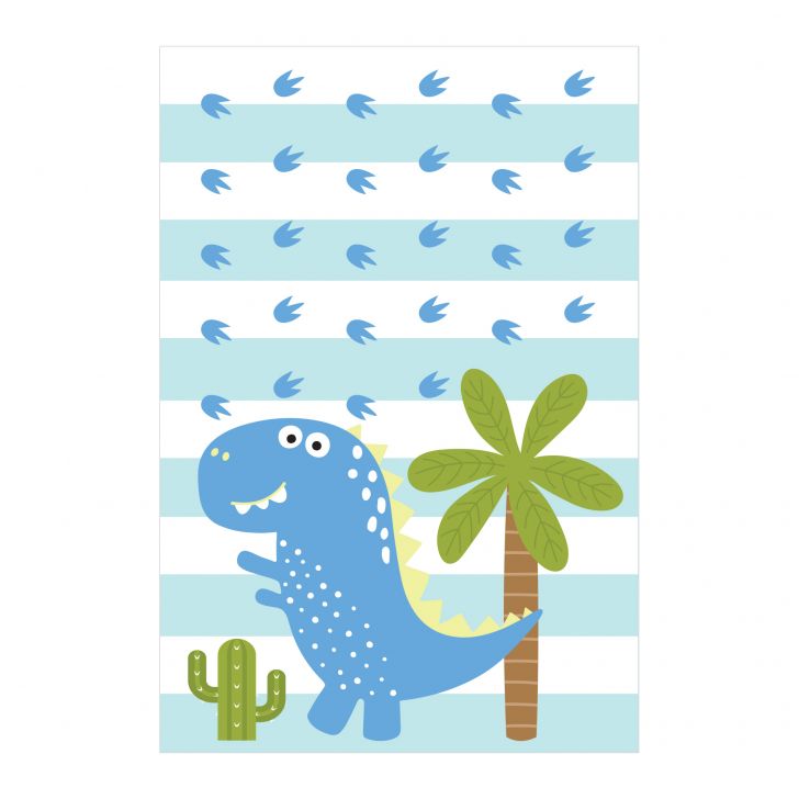 Quadro infantil desenho dinossauro azul DINO