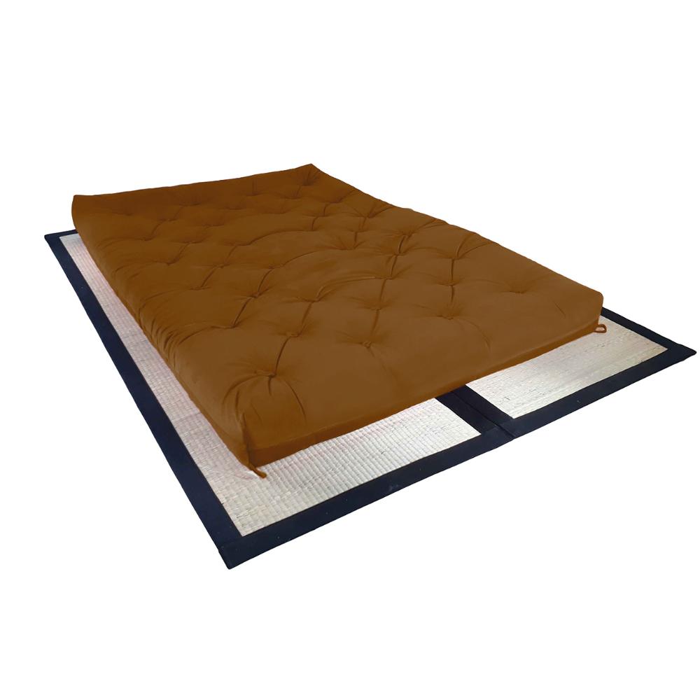 Colchão Futon Casal Dobrável Sofa Cama Caramelo