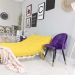 Futon Casal Tokio Sofa Cama Amarelo Acquablock Com Madeira Maciça