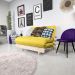 Futon Casal Tokio Sofa Cama Amarelo Acquablock Com Madeira Maciça