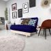 Futon Casal Tokio Sofa Cama Azul Royal Acquablock Com Madeira Maciça