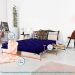 Futon Casal Tokio Sofa Cama Azul Royal Acquablock Com Madeira Maciça