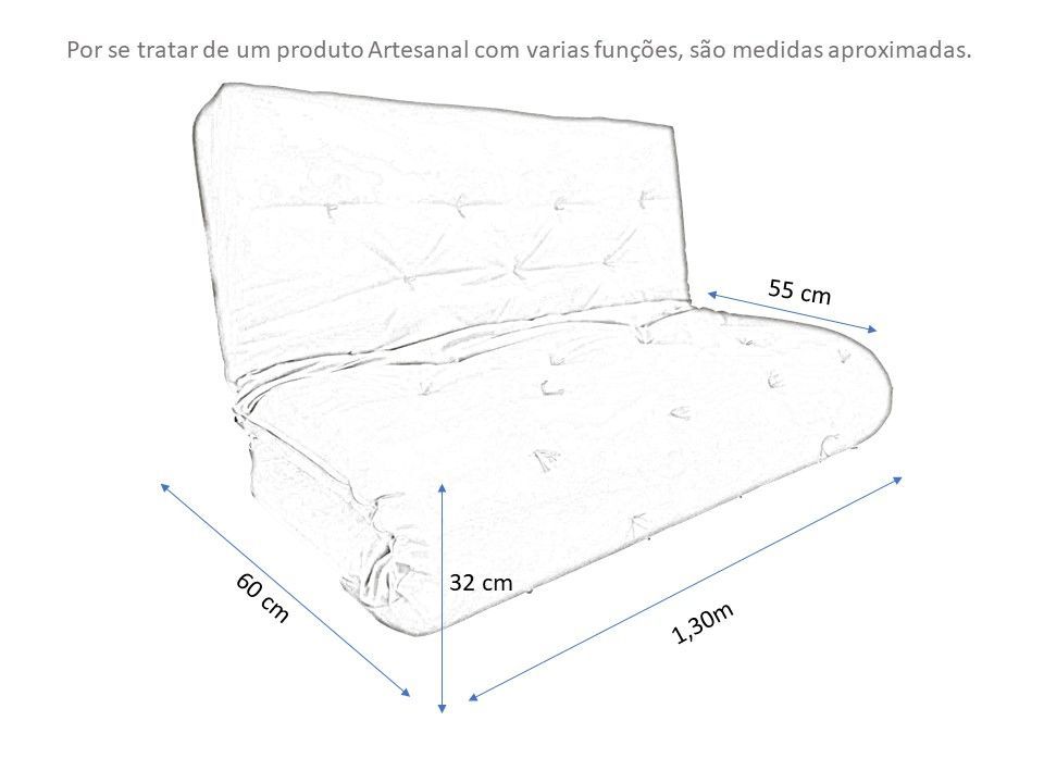 Futon Sofa Cama Casal 1,30m x 1,90m Cinza