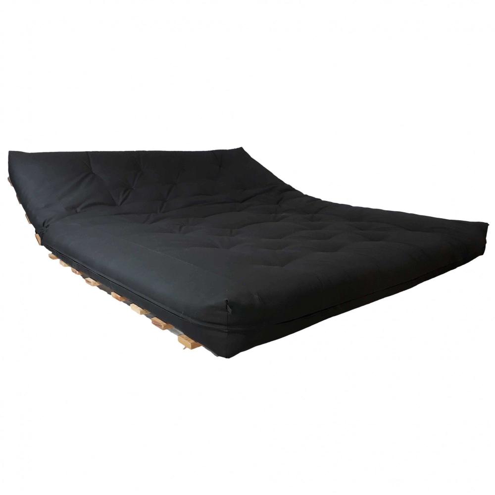 Futon Sofa Cama King SEM BASE DE MADEIRA 1,60m x 1,90m Preto