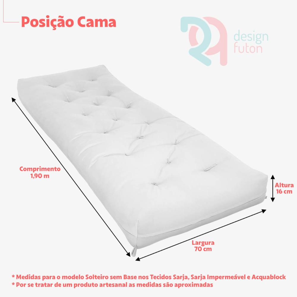 Futon Solteiro Oriental D28 Dobrável Cinza