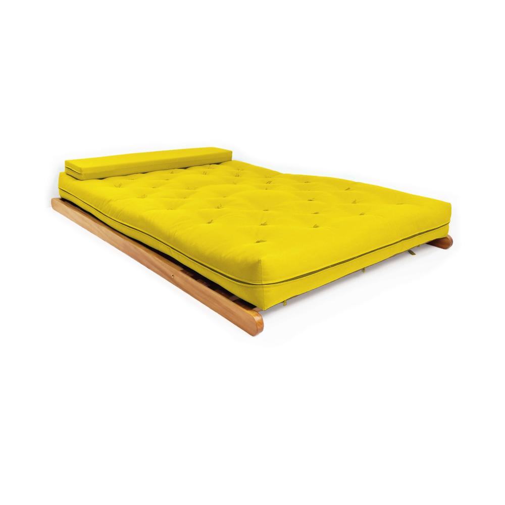 Poltrona New York Reclinável Casal Futon Amarelo Sala de Estar