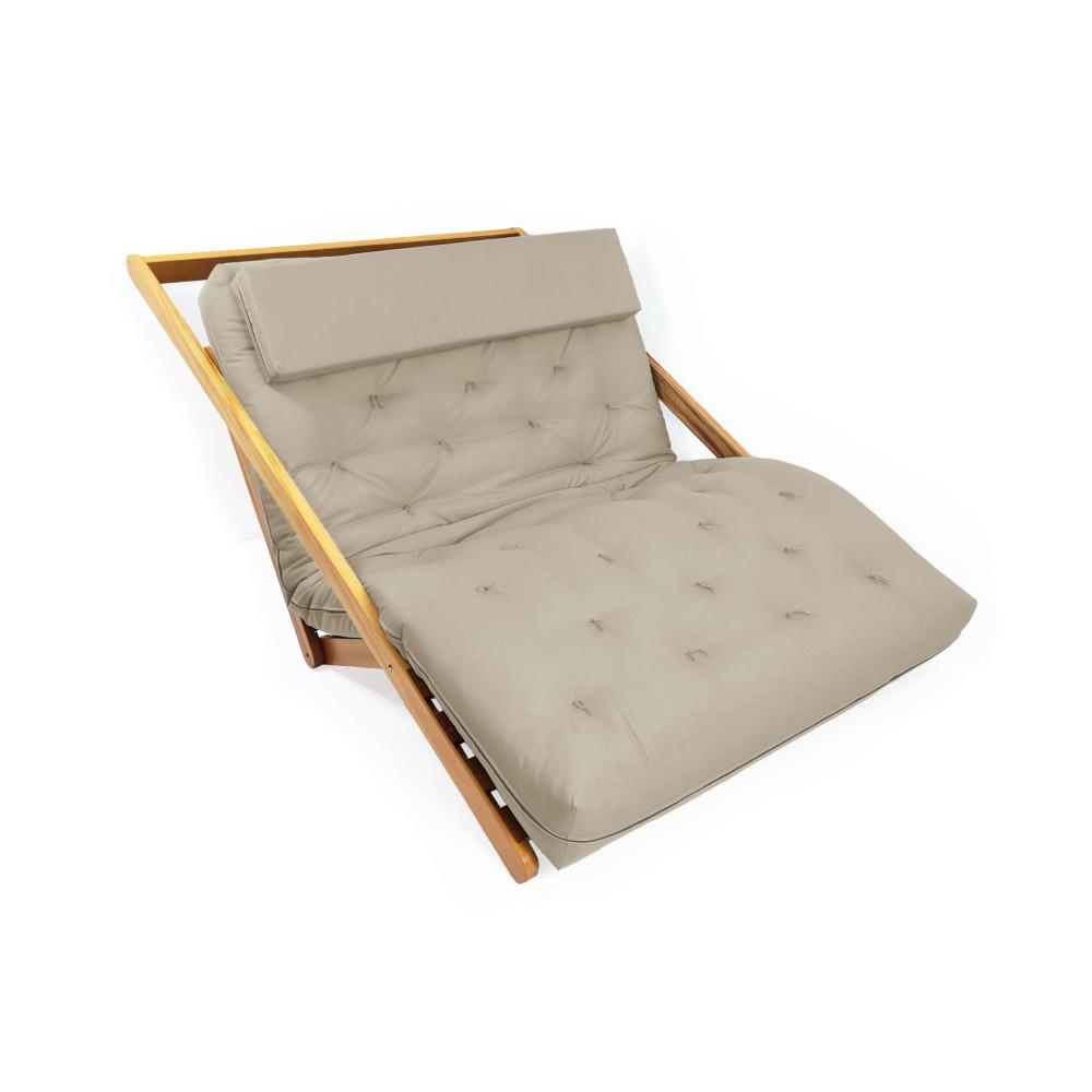 Poltrona New York Reclinável Casal Futon Bege Sala de Estar