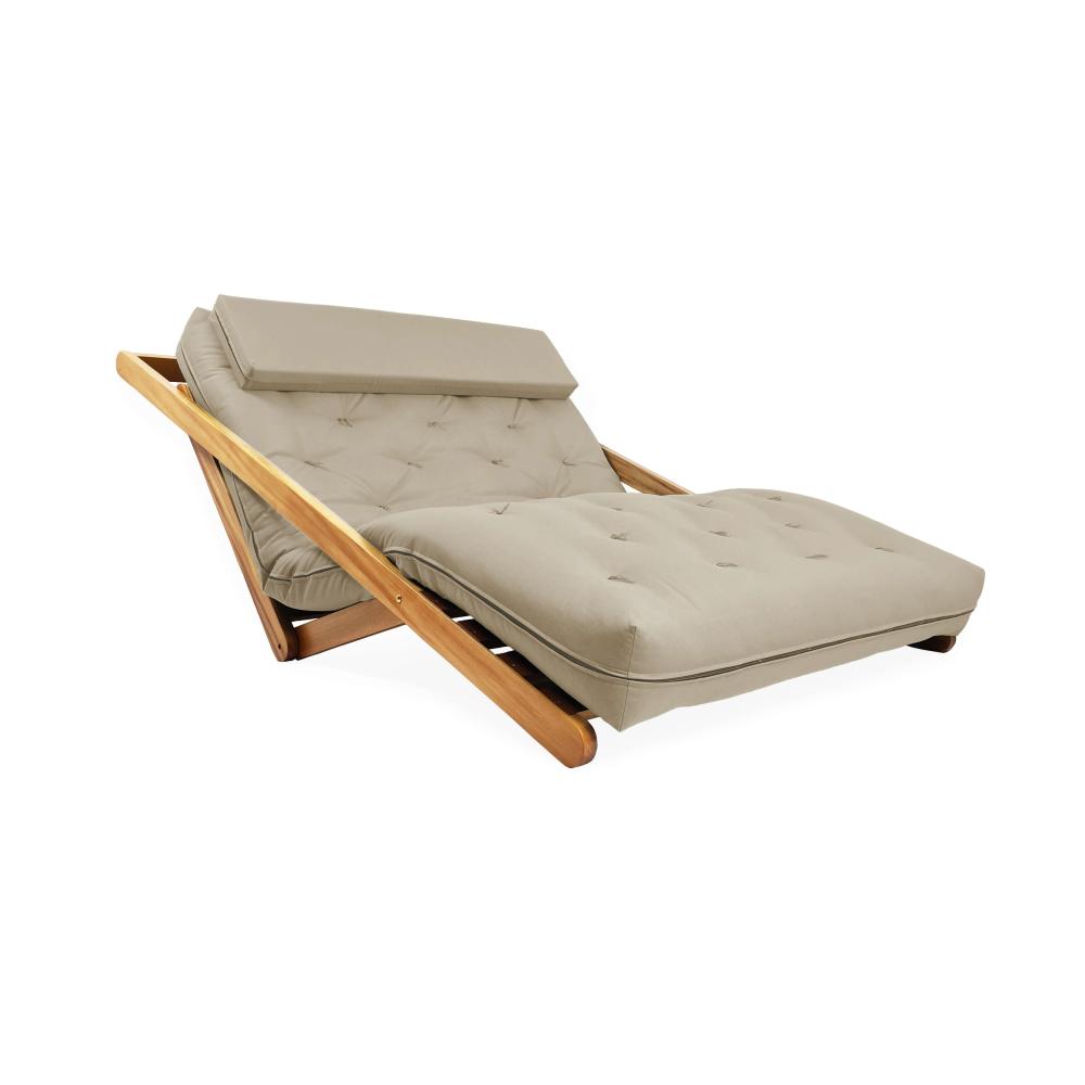 Poltrona New York Reclinável Casal Futon Bege Sala de Estar