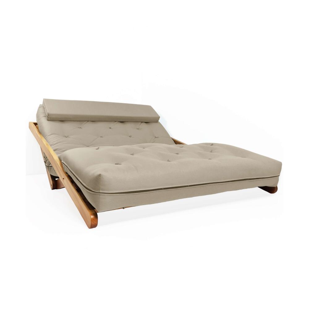 Poltrona New York Reclinável Casal Futon Bege Sala de Estar