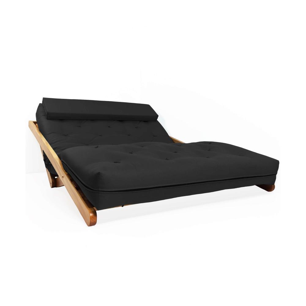 Poltrona New York Reclinável Casal Futon Preto Sala de Estar