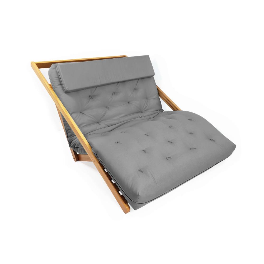Poltrona New York Reclinável Casal Futon cinza Sala de Estar