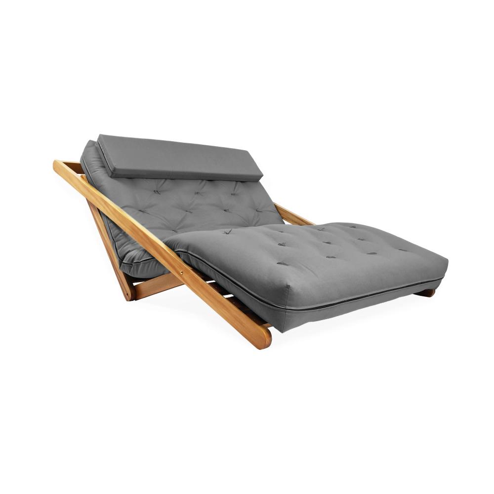 Poltrona New York Reclinável Casal Futon cinza Sala de Estar