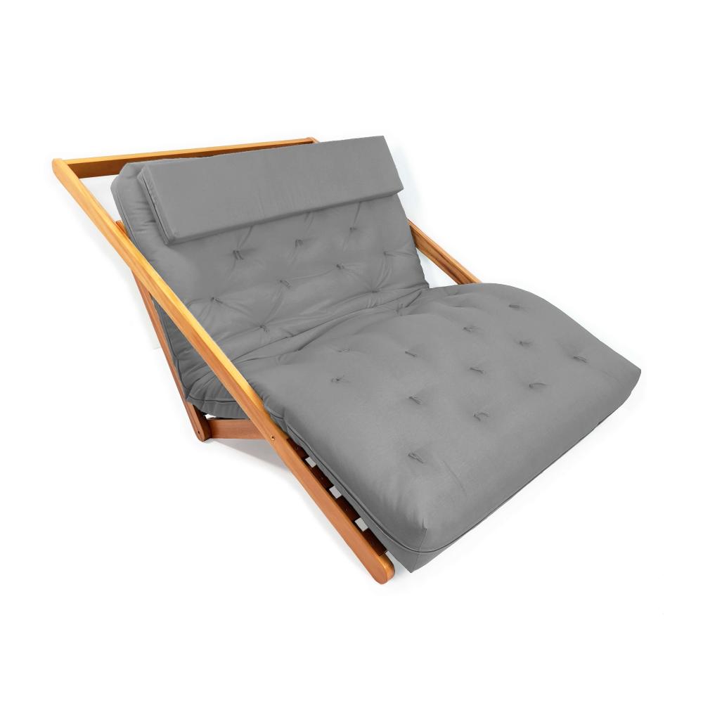 Poltrona New York Reclinável Casal Futon cinza Sala de Estar