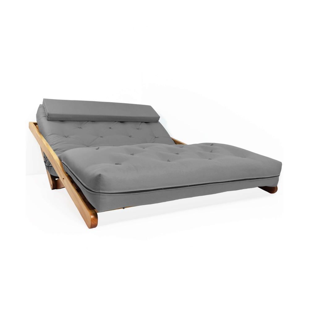Poltrona New York Reclinável Casal Futon cinza Sala de Estar