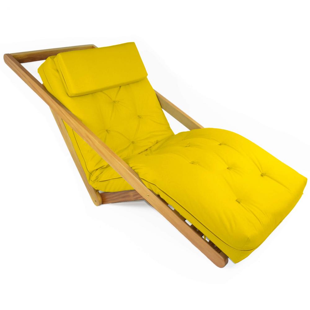 Poltrona New York Reclinável Sala de Estar Sarja Amarelo
