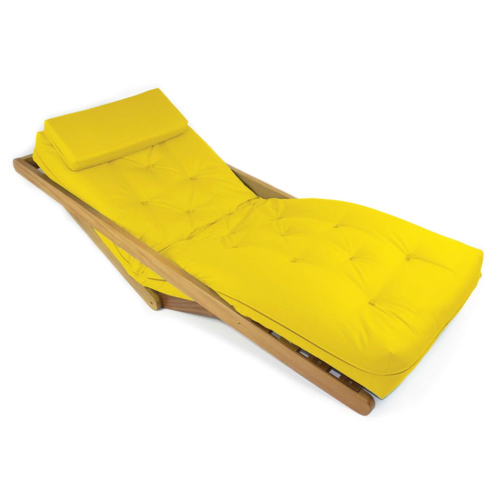 Poltrona New York Reclinável Sala de Estar Sarja Amarelo