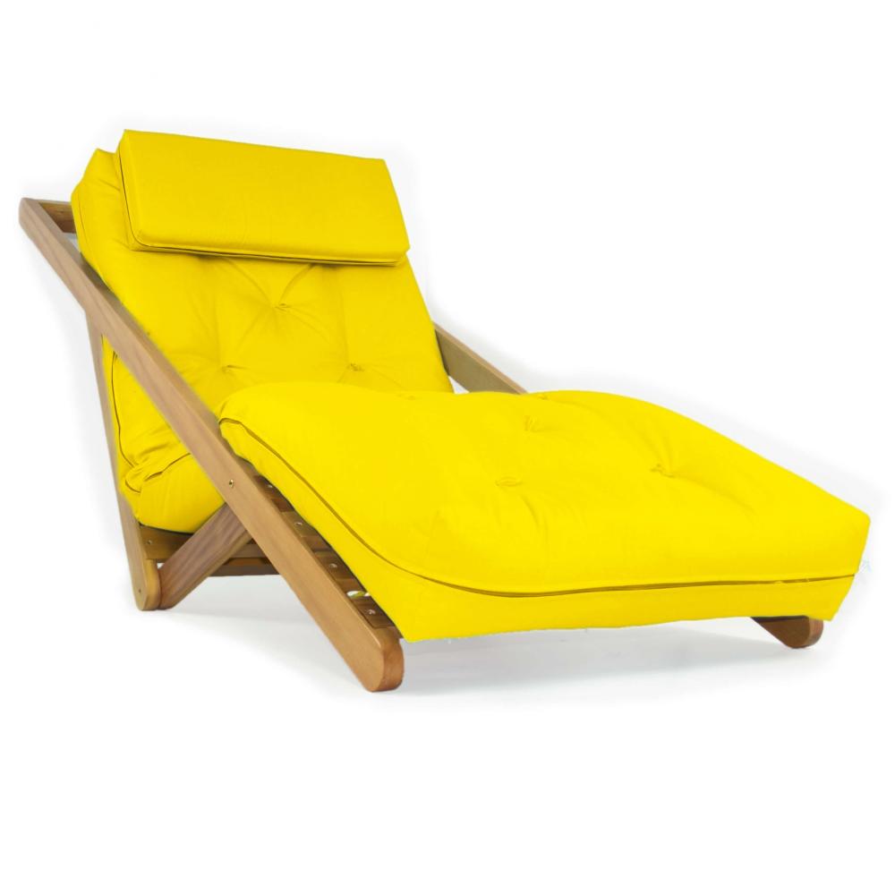 Poltrona New York Reclinável Sala de Estar Sarja Amarelo
