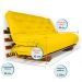 Sofá Cama Casal Futon Oriental Amarelo Com Madeira Nobre