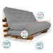 Sofá Cama Casal Futon Oriental Cinza Madeira Nobre Natural