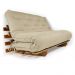 Sofá Cama Casal Futon Oriental Com Madeira Nobre  Natural - Bege Claro
