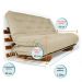 Sofá Cama Casal Futon Oriental Com Madeira Nobre  Natural - Bege Claro
