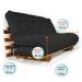 Sofá Cama Casal Futon Oriental Preto Madeira Nobre  Natural