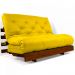 Sofá Cama Casal Futon Tokio Amarelo Madeira Maciça Cor Imbuia
