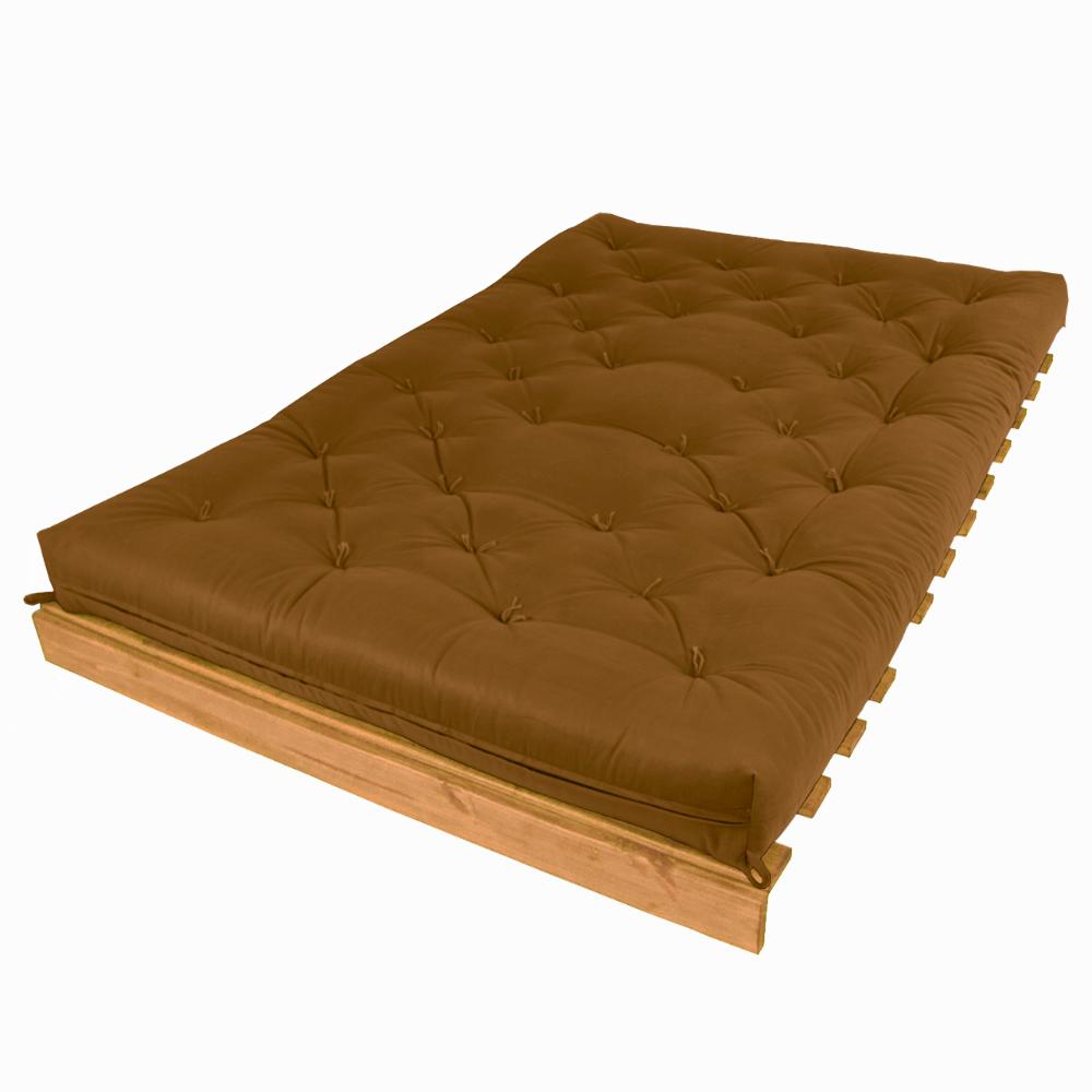 Sofá Cama Casal Futon Tokio Caramelo Madeira Maciça Cor Mel