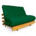 Sofá Cama Casal Futon Tokio Verde Bandeira Madeira Maciça Grapia Cor Natural