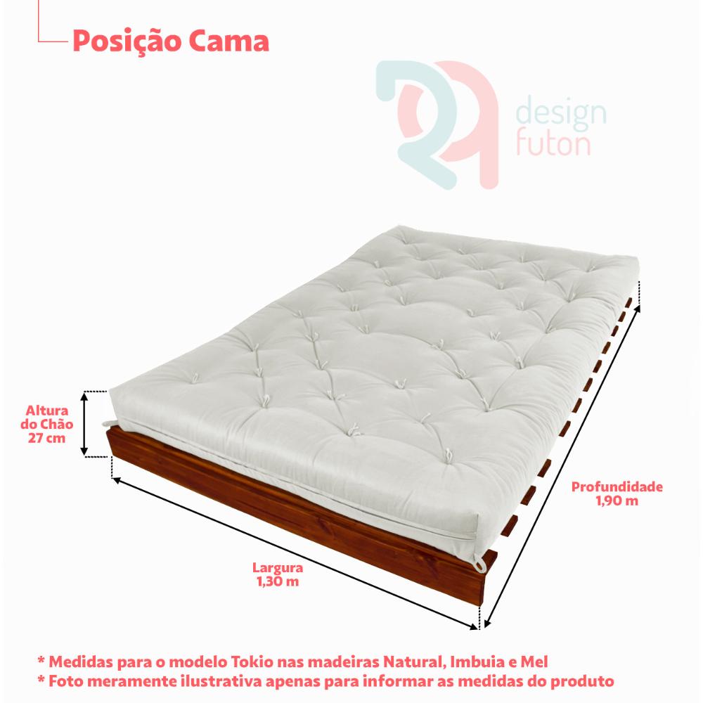 Sofá Cama Casal Futon Tokio Verde Bandeira Madeira Maciça Grapia Cor Natural